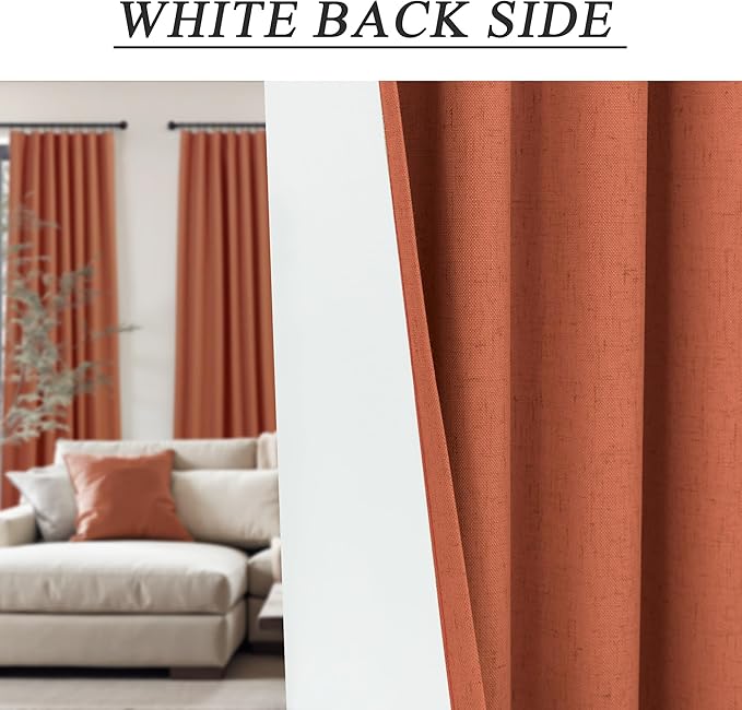 Terracotta Blackout Curtains for Living Room 2 Panel 84 Inches Long Back Tab - Image 8