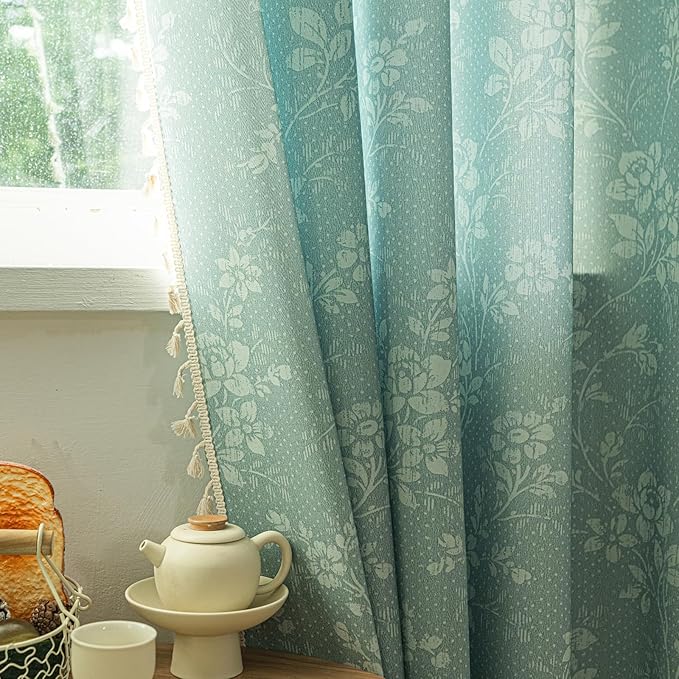 ENJOYBRIDAL Floral Curtains 84 Inches Long Sage Green Farmhouse Drapes Living - Image 7