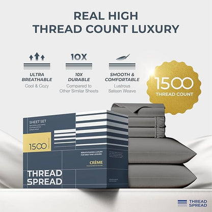 THREAD SPREAD 100% Egyptian Cotton Split King Sheets Sets - Image 2