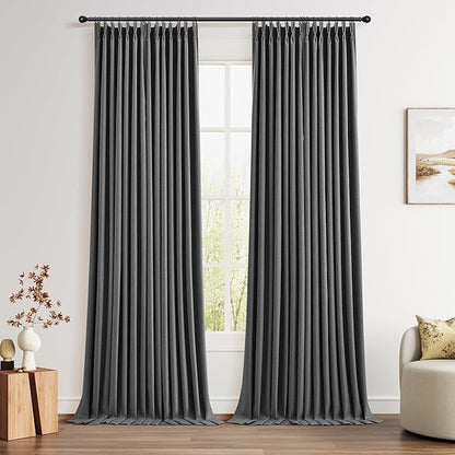 Pinch Pleated 100% Blackout Curtains 108 Inches Long by Joywell