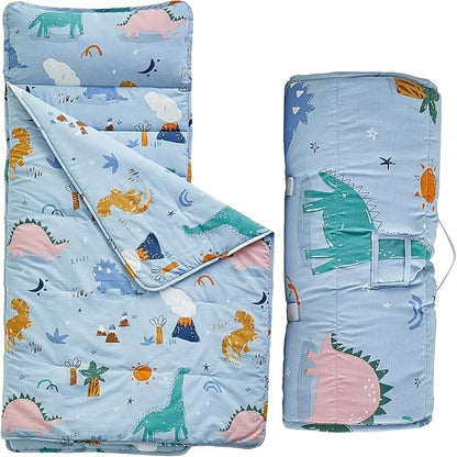 Toddler Nap Mat with Removable Pillow, Ultra Soft Slumber Bags by DuShow