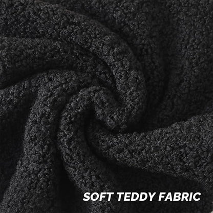 FUTEI Black Throw Pillow Covers 18x18 Inch Set of 2, Furry Faux Fur Teddy - Image 2