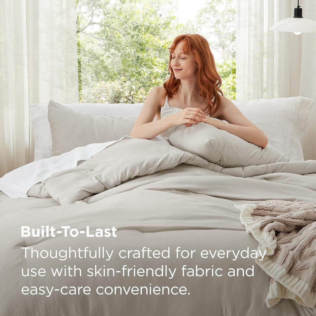 bedsure oversized king comforter prewashed bedding set 3pcs, side view