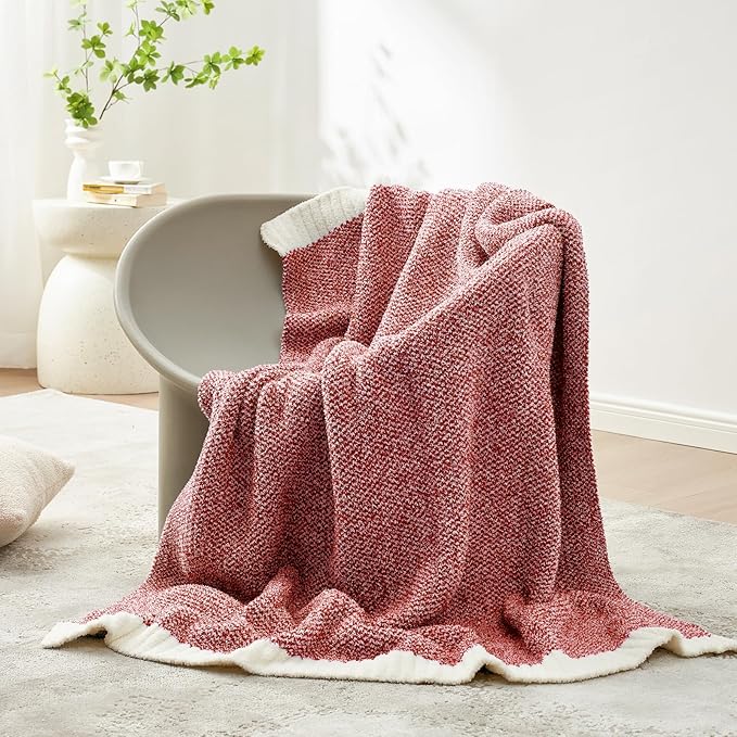 Snuggle Sac Christmas Red Blanket Twin Size, Ultra Soft Warm Fuzzy Knit Blanket - Image 8