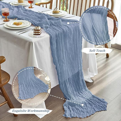 IVAPUPU 10 Pcs Cheesecloth Table Runner - 10ft Dusty Blue Boho Gauze Cheese - Image 4