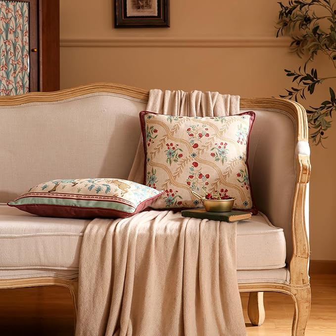 patdrea Designer Pack of 2 Square Throw Pillow Covers, Farmhouse Vintage Linen - Image 8