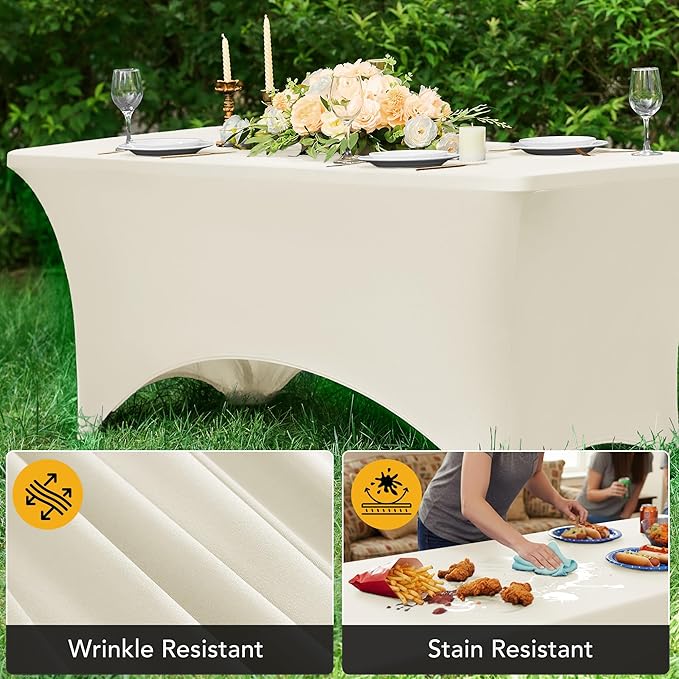 6-Pack Premium Cream Spandex Tablecloths - Image 4