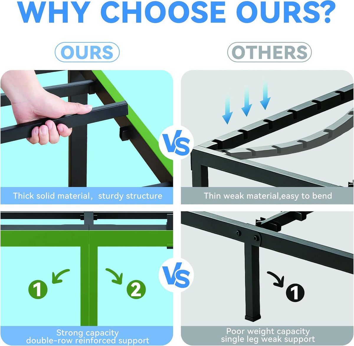 14 inch bed frame king heavy duty, upgrade, view 9