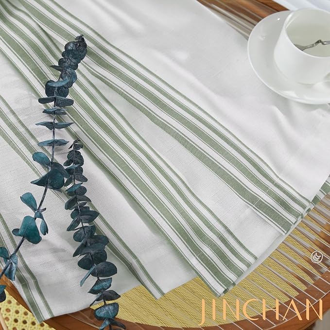 jinchan Striped Linen Valance Curtain 16 Inch Vertical Striped Valance - Image 9