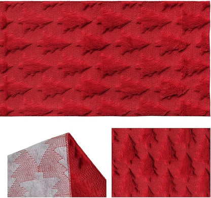 Artoid Mode Christmas Trees Red Soft Plush Faux Fur Jacquard Christmas Table - Image 6