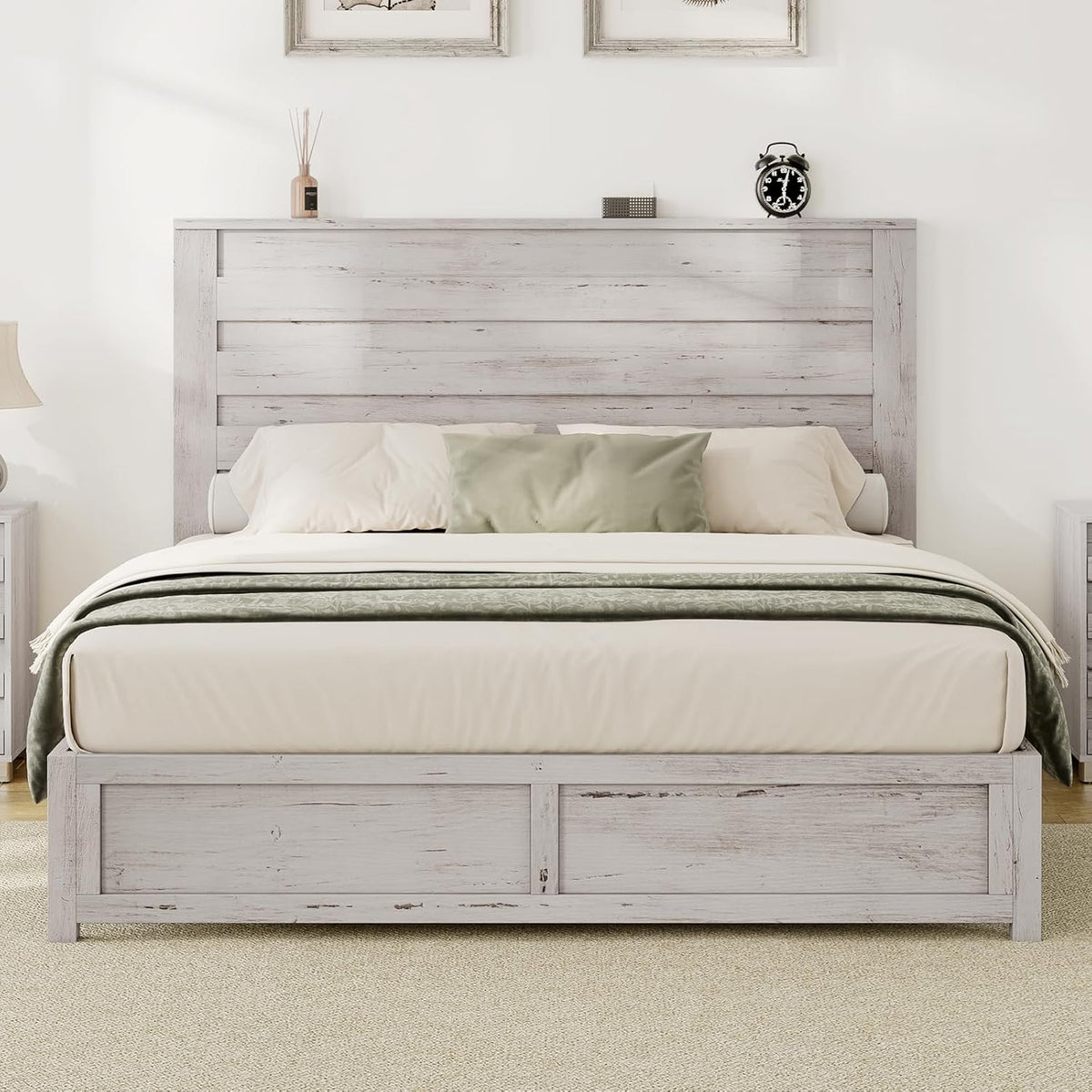 albott farmhouse queen platform bed with 49" headboard, package contents