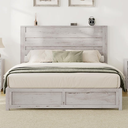 albott farmhouse queen platform bed with 49" headboard, package contents