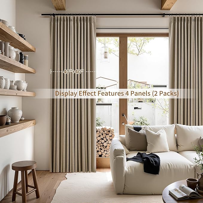 Pinch Pleat Linen 100% Blackout Curtains 102 Inches - Image 7