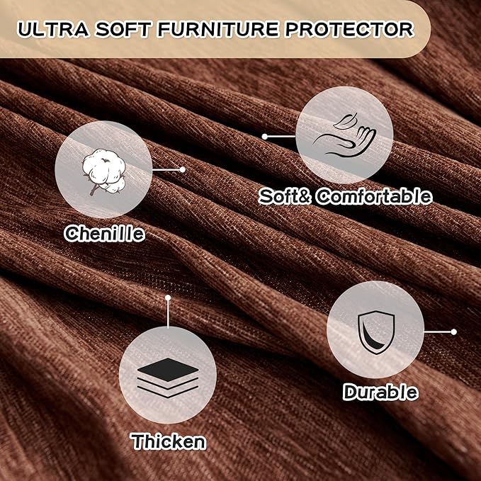MYSKY HOME Couch Cover for Sectional Sofa, 2 Pieces Chenille Couch Covers for L - Image 5