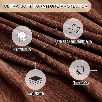 MYSKY HOME Couch Cover for Sectional Sofa, 2 Pieces Chenille Couch Covers for L - Image 5