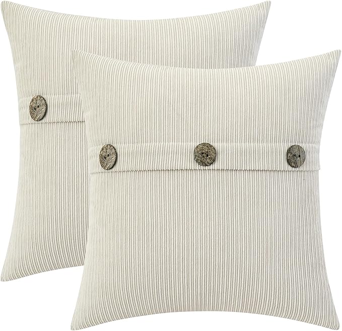 HWY 50 Cream White Chenille Throw Pillow Covers 20x20 Inch by HWY50