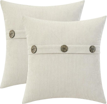 HWY 50 Cream White Chenille Throw Pillow Covers 20x20 Inch by HWY50