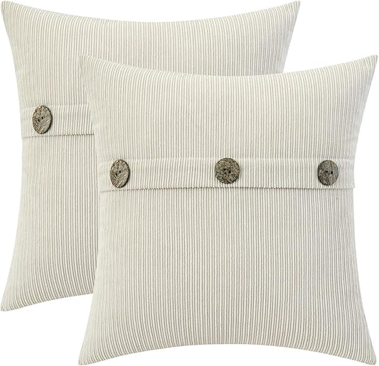 HWY 50 Cream White Chenille Throw Pillow Covers 20x20 Inch by HWY50