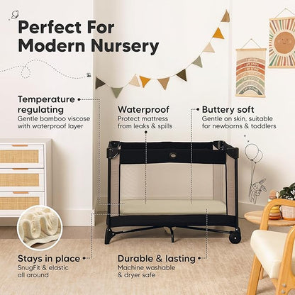 2-Pack Waterproof Pack and Play Sheets, Mini Crib Sheets Fitted - Image 5
