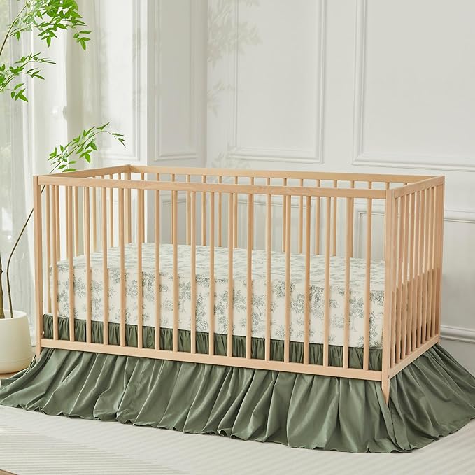 Brandream Crib Bed Skirt for Baby Girls Boys Gray Boho Bohemian Neutral Solid - Image 4