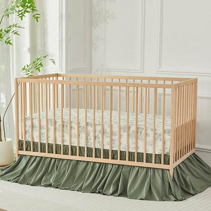 Brandream Crib Bed Skirt for Baby Girls Boys Gray Boho Bohemian Neutral Solid - Image 4