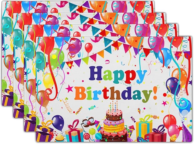 Giwawa Happy Birthday Placemats, Bithday Cake Gifts Decorative Table Mat Set of by Giwawa