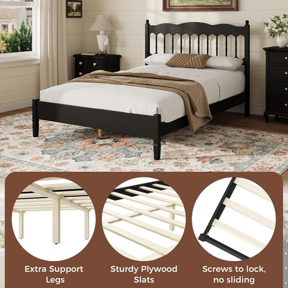 bellemave full vintage wood spindle post bed,wooden platform, package contents