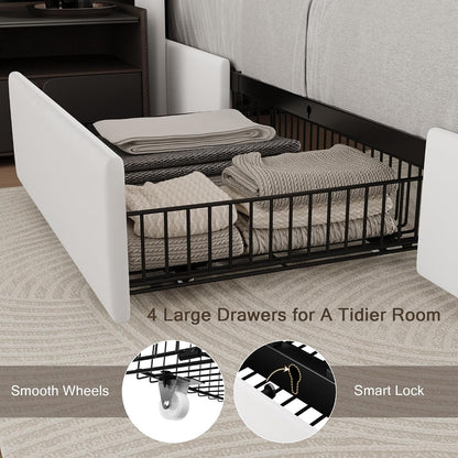 einhomn full size bed frame with 4 storage, close-up detail