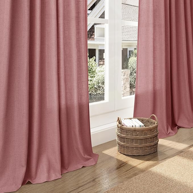 Extra Long Canyon Rose Linen Curtains 120 Inch - Image 6