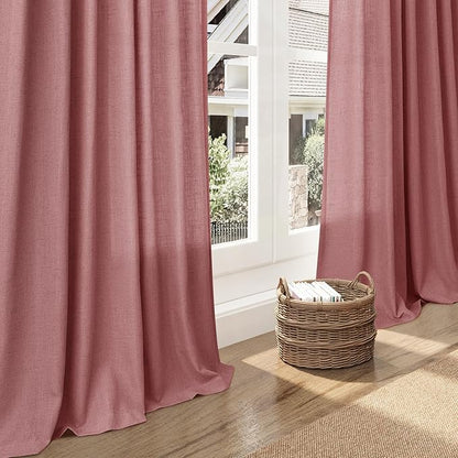 Canyon Rose Linen Curtains for Living Room 63 Inches Long 2 Panel Set Light - Image 6