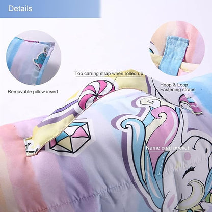 Toddler Nap Mat with Removable Pillow and Minky Blanket, Soft Rolled Napping - Image 2