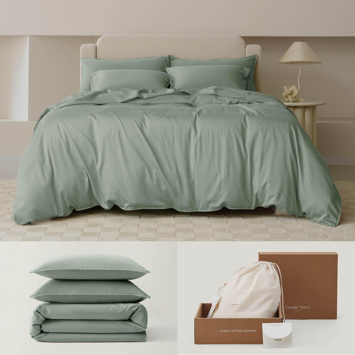 double stitch cotton tencel duvet cover - king, main product view