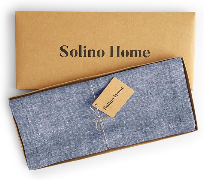 Solino Home Linen Chambray Indigo Table Runner 132 Inches Long - Image 5