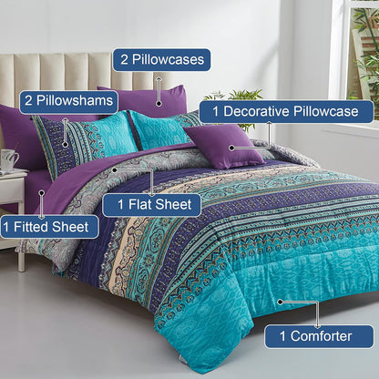 cottolester boho comforter set full size 8 piece shown in use