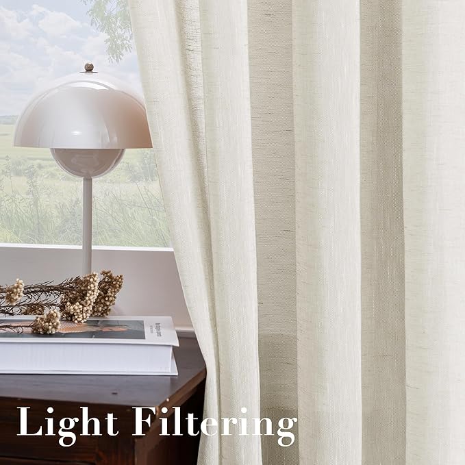 H.VERSAILTEX Natural Linen Semi Sheer Curtains Soft Semi Sheer Curtain Panels - Image 5