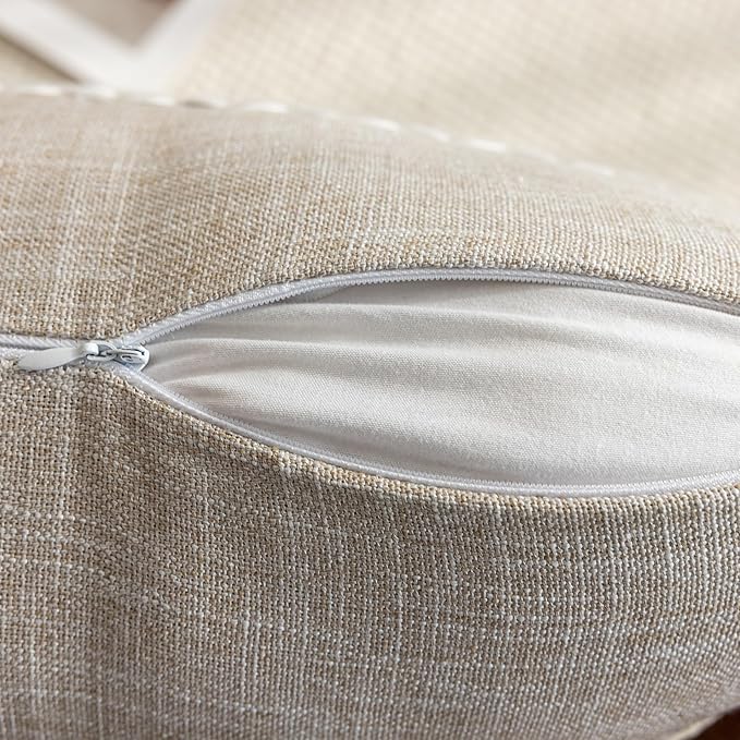 vctops Rustic Striped Cotton Linen Decorative Throw Pillow Cover Embroidery - Image 6