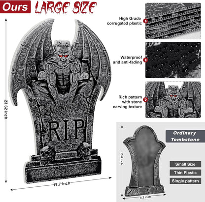 24" Extra Large Tombstones for Graveyard Halloween Decorations Outdoor 6pcs