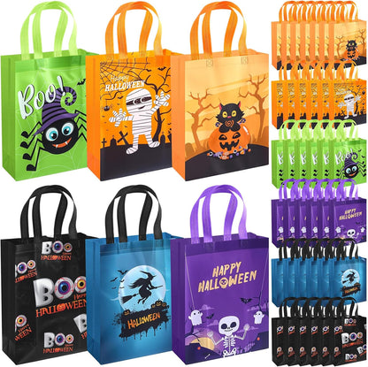 Sweetude 60 Pcs Halloween Tote Bags Bulk with Handles, Reusable