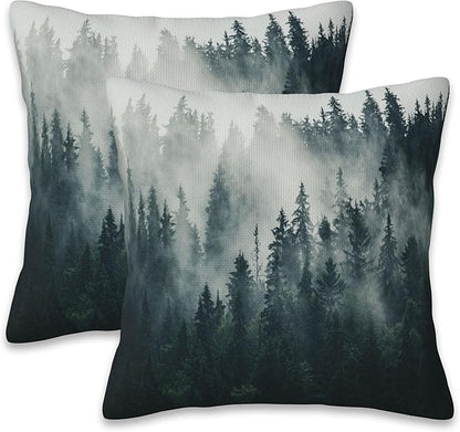 Misty Forest Throw Pillow Cover Case Foggy Forest Throw Pillows Set of 2 Super by Naqiuli