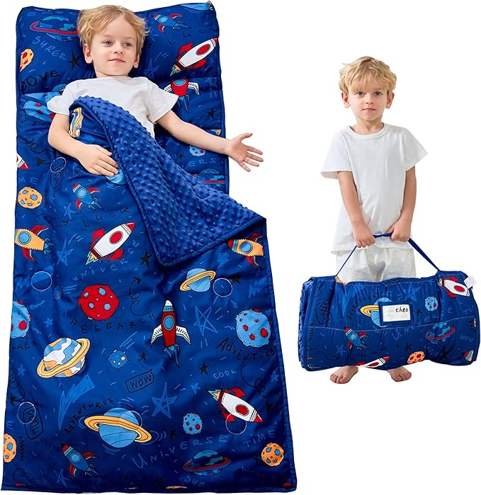 Toddler Nap Mat with Pillow and Blanket, Extra Large Rolled Napping Mats by Unknown