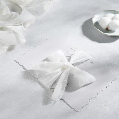 White Velvet Ribbon 1.5 Inch Frayed Silk Velvet Ribbon Rustic White Christmas - Image 4