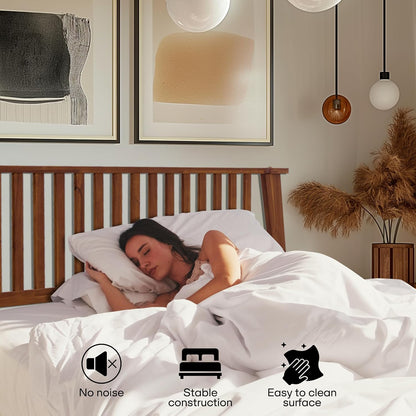 acacia kaylin bed frame with headboard solid wood, side view