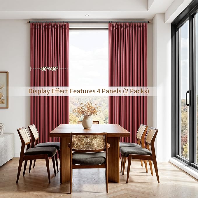 Pinch Pleated Linen 100% Blackout Curtains 96 Inches Long 2 Panels Insulated - Image 7