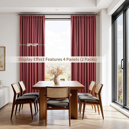 Pinch Pleated 100% Blackout Curtains 84 Inches Long Thermal Insulated Linen - Image 7