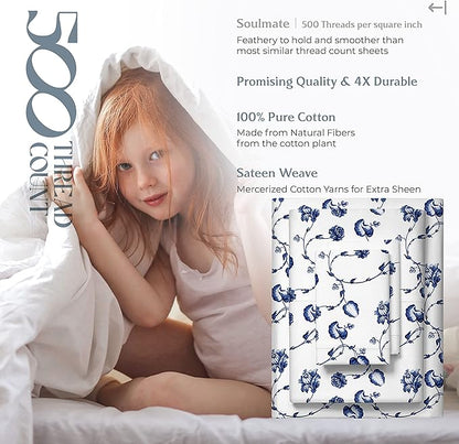 Mayfair Linen 100% Cotton Printed Bed Sheets Twin Size Set - Image 5