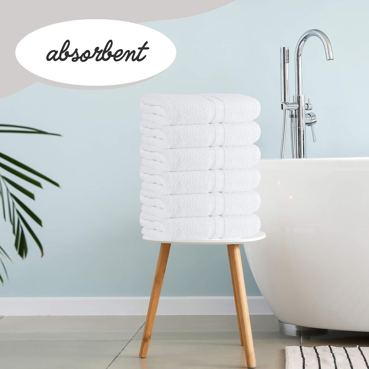 green lifestyle luxury bath towel - white large showing dimensions