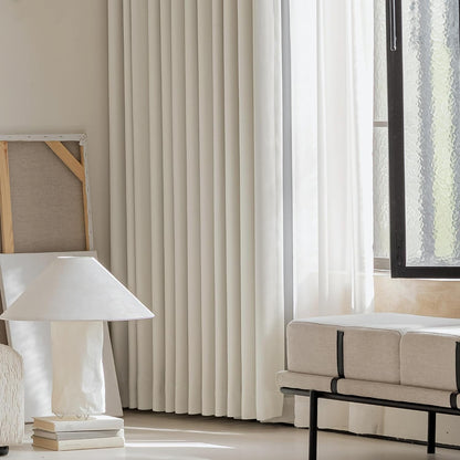 fmfunctex 100% blackout beige curtains 84 inches for, main product view