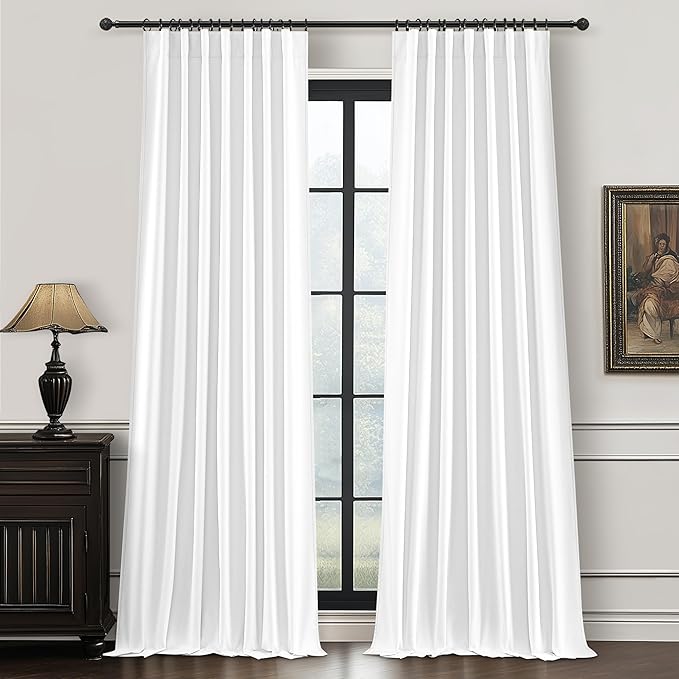 Bright White Blackout Patio Door Curtains 90 Inches Long 2 Panels Set, Cute by QJMYDECO