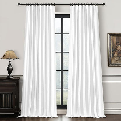 Bright White Blackout Patio Door Curtains 90 Inches Long 2 Panels Set, Cute by QJMYDECO
