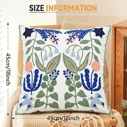Embroidered Throw Pillow Case Spring Romantic Flower Cushion Cover Farmhouse - Image 6